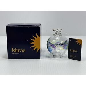 NWT KITRAS HAND BLOWN ART GLASS WITCHES BALL ORNAMENT BIRTHDAY CHRISTMAS